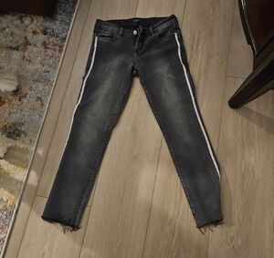 Women's Black Jeans with White Stripe